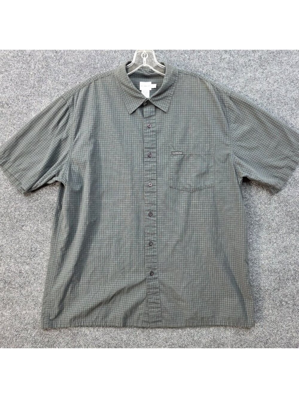 Calvin Klein Button UP Shirt XL Gray Plaid Casual Indie Sleaze Grunge Minimalist
